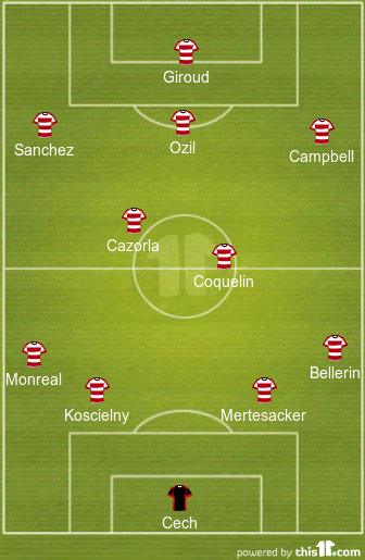 Revealed: Predicted XI of Arsenal against West Bromwich Albion 1